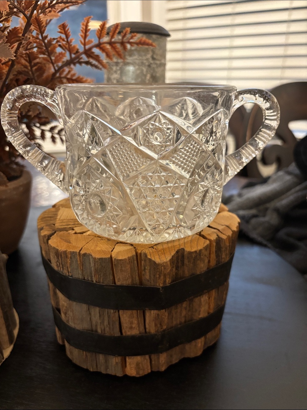 Vintage Amelia Clear Glass Double-Handled Sugar Bowl